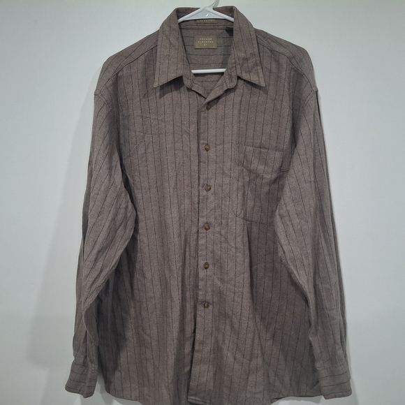 Brown Striped Button-Up Shirt - Picture 1 of 5